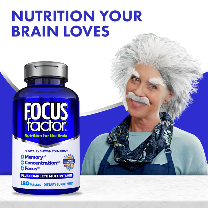 Focus Factor Brain Supplement Multivitamin Improve Memory and Clarity Boost Concentration Neuro Energy Learning Reasoning for Men and Women 180 Table