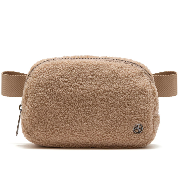 Pander Fanny pack Everywhere Fleece Belt Bag for Women and Men with Adjustable strap Belt, 1L. (Tan)