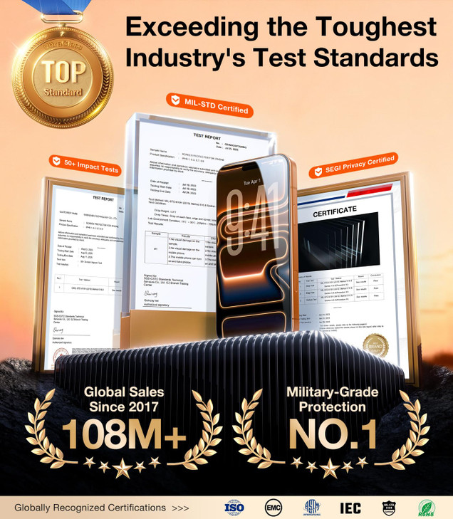 UltraGlass TOP 9H+ Armor for iPhone 16 Pro Max Privacy Screen Protector [NO.1 Military Grade Shatterproof] Privacy Screen iPhone 16 Pro Max Tempered