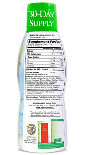 Tropical Oasis - Premium Ionized Plant Based Trace Minerals Liquid Formula- 74 essential minerals in liquid form for up to 96% Absorption - 16 oz, 32