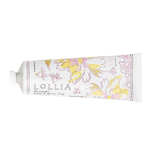LOLLIA Breath Handcreme, 4 oz, Peony & White Lily Scented Hand Cream for Women, Moisturizing Lotion for Dry Hands, Quick Absorbing Shea Butter & Coco