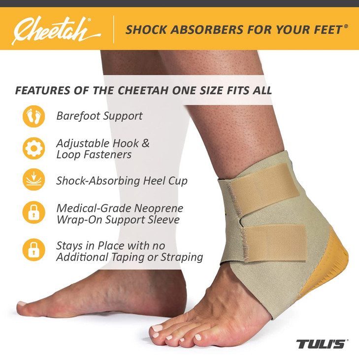 Tulis Cheetah Heel Cup with Compression Sleeve, Barefoot Protection for Adults with Plantar Fasciitis, One Size Fits All