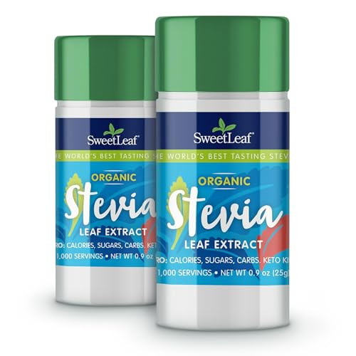 SweetLeaf Organic Pure Stevia Powder Shaker Jar - Zero Calorie Sweetener with Pure Stevia Leaf Extract, No Artificial Sweetener Additive, Sugar Free,
