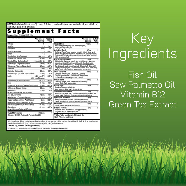 Irwin Naturals Mens Living Green Liquid-Gel Multi  Daily Multivitamin for Men with 70 Essential Nutrients, Omegas, Saw Palmetto & Pumpkin Seed  Br