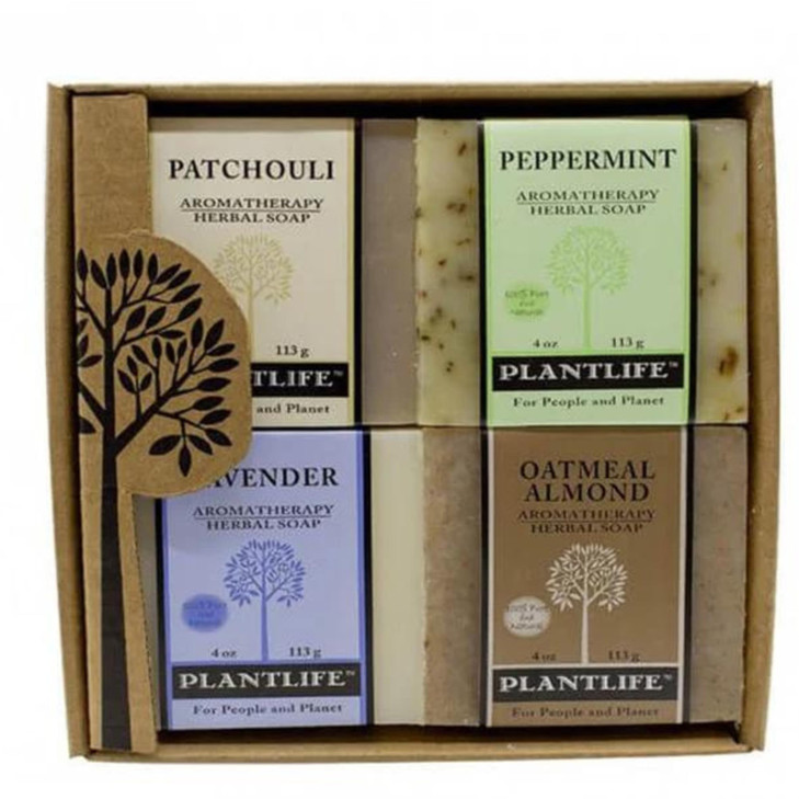 Aromatherapy Herbal Soap Top 4 Pack Soap Combo-Earth Gift Set (Patchouli, Peppermint, Lavender, and Coconut Vanilla)