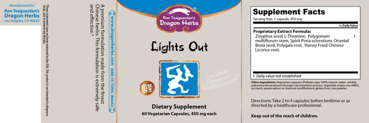 Dragon Herbs - Lights Out Capsules - 60 Capsules, 450 mg Each