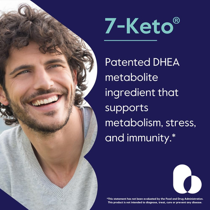 BESTVITE 7-Keto 100mg DHEA (60 Vegetarian Capsules) - No Stearates - Vegan - Non GMO - Gluten Free - Supports Energy Metabolism* - Easy to Swallow Ca