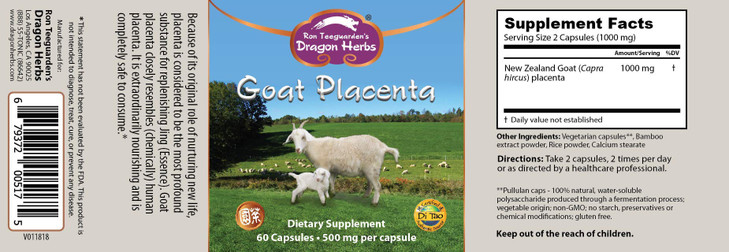 Dragon Herbs - Goat Placenta Capsules - 500 mg - 60 Capsules