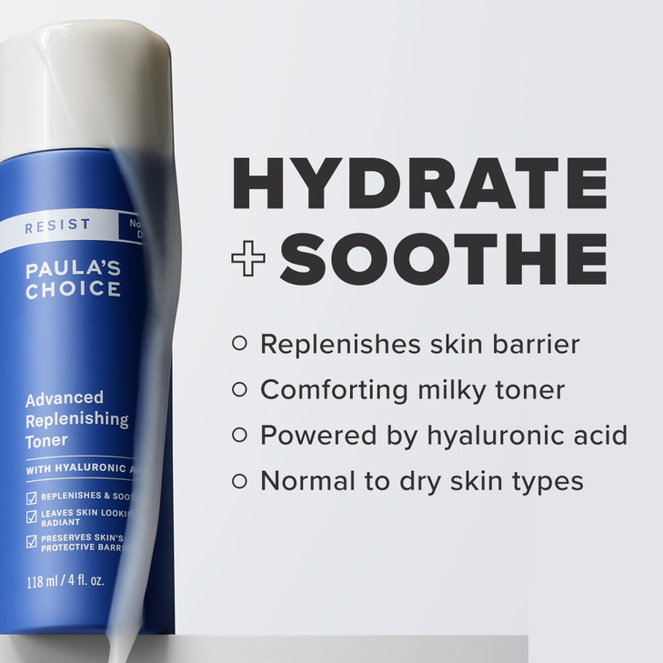Paula's Choice Resist Advanced Replenishing Face Toner, Anti-Aging Facial Toner with Hyaluronic Acid, Vitamin C & E, Softens,Lightweight Hydration &