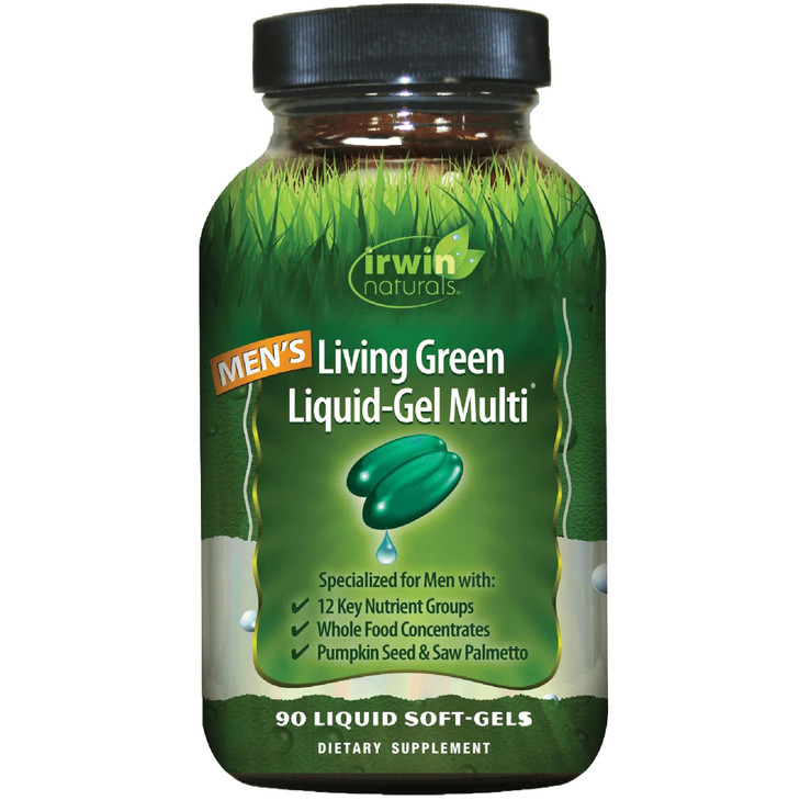 Irwin Naturals Mens Living Green Liquid-Gel Multi  Daily Multivitamin for Men with 70 Essential Nutrients, Omegas, Saw Palmetto & Pumpkin Seed  Br