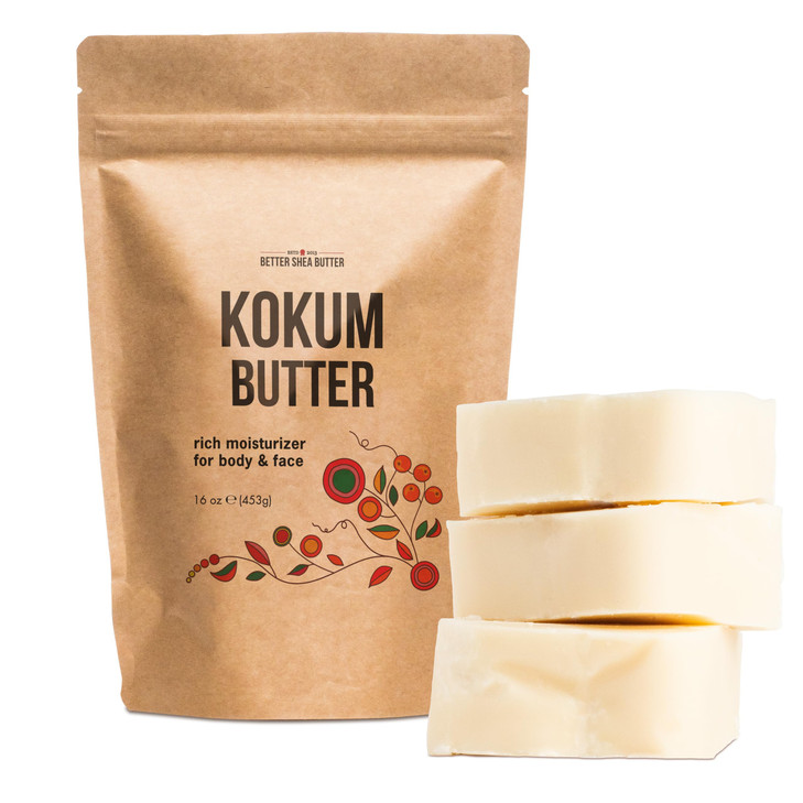 Raw Kokum Butter Unrefined - Body Butter Bar for Soap Making and DIY Lotion, Skin and Hair Products - Pure, Unscented Moisturizer for Skin - Kokum Bu