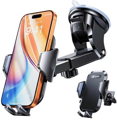 andobil 2026 Military-Grade Car Phone Holder [Upgraded Strongest Suction & Clip] Phone Holders for Your Car, Dashboard Windshield Vent Car Phone Moun