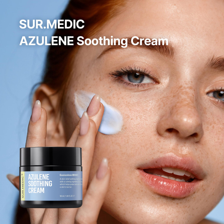 SURMEDIC AZULENE Moisturizing Soothing Cream, Calming Cream for Sensitive Skin, Daily Facial Moisturizer for Barrier Repair, Blemish Relief Care, Kor