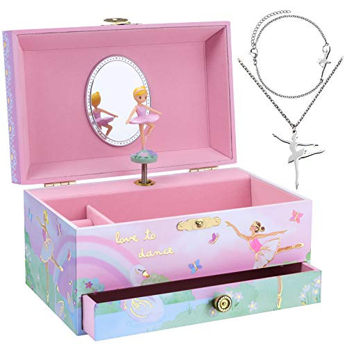Jewelkeeper Ballerina Music Box & 3-Piece Jewelry Set - Pink Ballerina