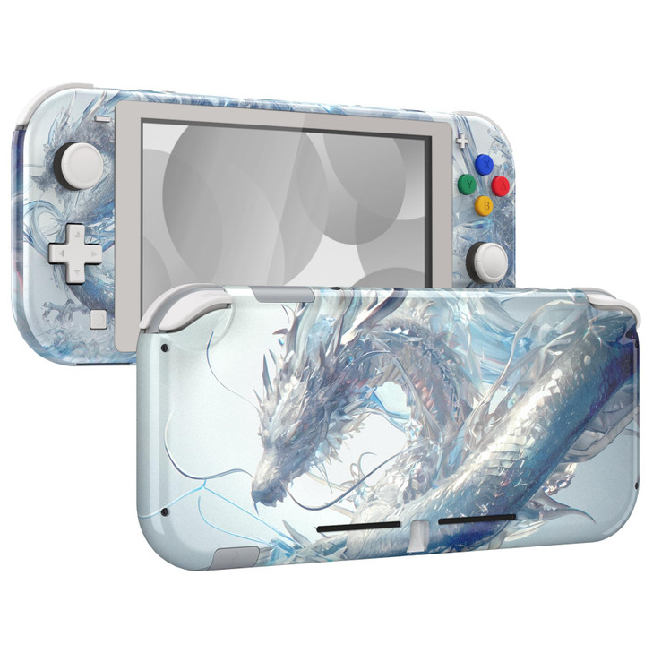 eXtremeRate DIY Replacement Shell for Nintendo Switch Lite, Crystal Dragon NSL Handheld Controller Housing w/ Screen Protector, Custom Case Cover for