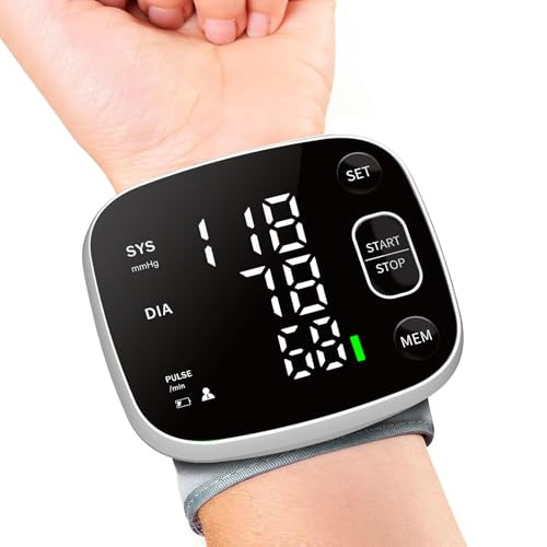 Blood Pressure Monitor Rechargeable Blood Pressure Monitors for Home Use Adjustable Automatic Wrist Cuff Voice Broadcast 2 * 120 Reading Memory for 2
