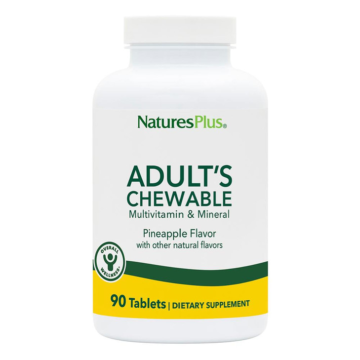 NaturesPlus Adult's Chewable, Pineapple Flavor - 90 Tablets - Multivitamin & Mineral - Vegan, Gluten Free - 90 Servings
