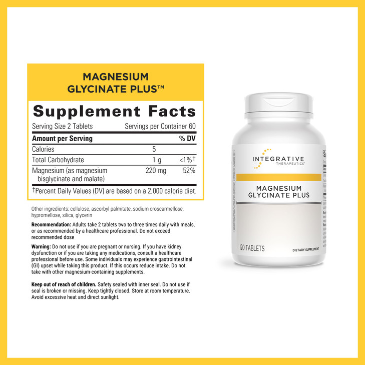 Integrative Therapeutics Magnesium Glycinate Plus - Brain Function Support Supplement for Adults* - Supports Heart and Muscular Function* - Dairy-Fre