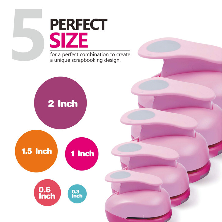 BearBoss 2 Inch Circle Punch, Hole Punch Shapes, Paper Punch Set for Scrapbooking Festival Paper Greeting Card DIY Albums Photos (Pink)