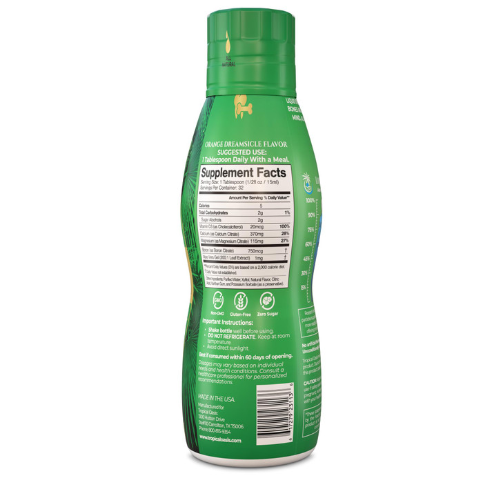 Premium Liquid Calcium Magnesium Supplement | Promotes Strong Bones & Healthy Teeth | Natural Liquid Vitamin w/Calcium, Magnesium Citrate, Boron & Vi