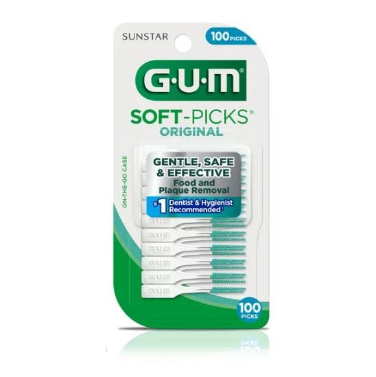 GUM Soft-Picks Original,Easy to Use Dental Picks for Teeth Cleaning and Gum Health, Disposable Interdental Brushes with Convenient Carry Case, Dentis