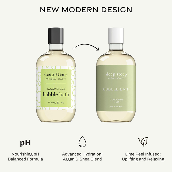 Deep Steep Bubble Bath, Brown Sugar Vanilla 17 oz (Pack of 2)  Hypoallergenic, Clinically Tested Soothing Soak with Shea Butter & Argan Oil  Sulfat