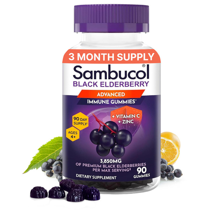 Sambucol Elderberry Gummies - Immune Support Supplement for Adults & Kids with Vitamin C & Zinc, Sambucol Elderberry are High in Antioxidants, Gluten