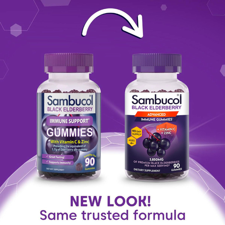 Sambucol Elderberry Gummies - Immune Support Supplement for Adults & Kids with Vitamin C & Zinc, Sambucol Elderberry are High in Antioxidants, Gluten