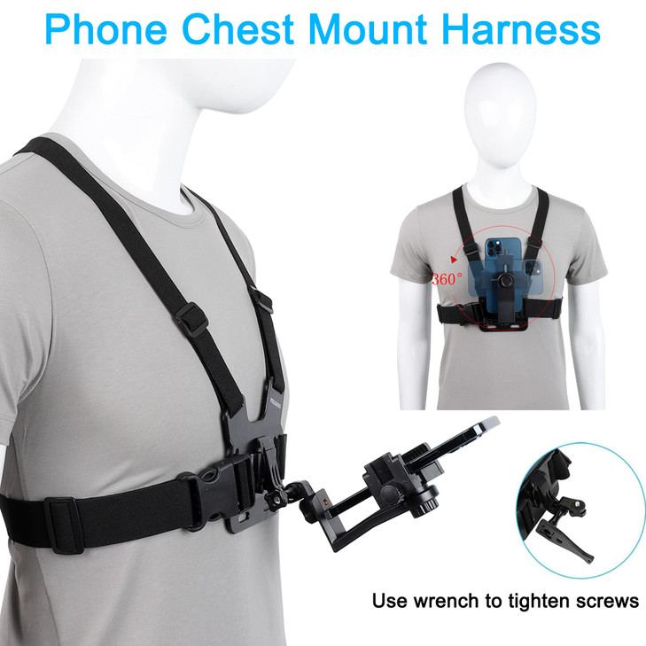 PellKing Phone First-Person Perspective Shooting Mounting,Accesssory Kit with Chest Mount/Head Strap/Neck Holder/Backpack Strap Mount,for iPhone Sams