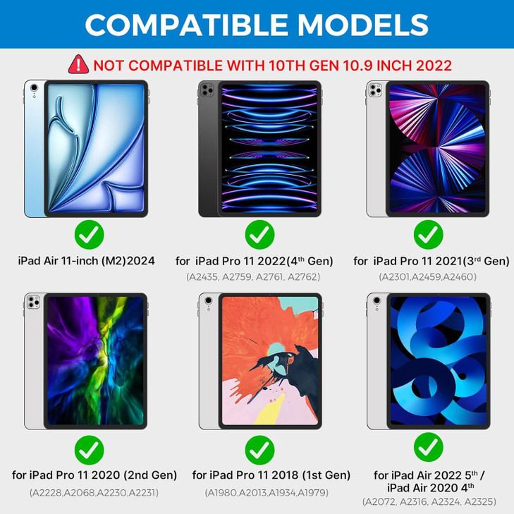 iPad Air 11 inch (M2) Case with Keyboard 2024 - Magic Keyboard iPad Pro 11 4th/3rd/2nd/1st Gen - Rainbow Colors Backlit - Multi-Touch Trackpad - Magn