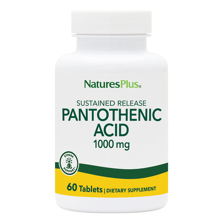 NaturesPlus Pantothenic Acid, Sustained Release - 1000 mg, 60 Tablets - High-Potency Vitamin B5 Supplement - Vegetarian, Gluten Free - 60 Servings