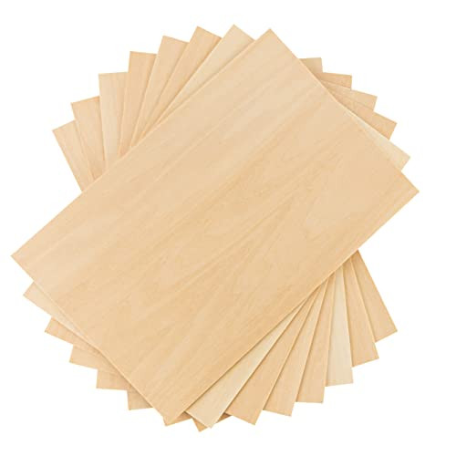 Hammont Basswood Sheets Pack of 8-12"x8" Laser Wood, 1/16 Thin Wood for Crafts - Unfinished Plywood Board Wooden Sheets