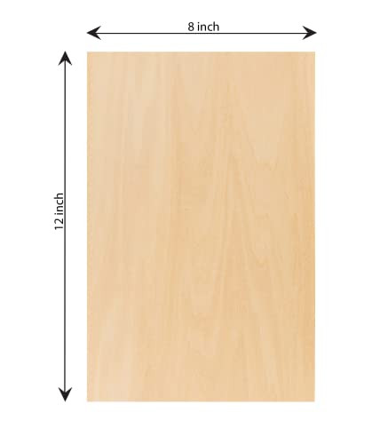 Hammont Basswood Sheets Pack of 8-12"x8" Laser Wood, 1/16 Thin Wood for Crafts - Unfinished Plywood Board Wooden Sheets