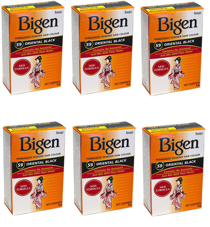 Bigen Permanent Powder Hair Color 59 Oriental Black 1 ea (Pack of 6)