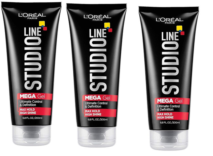 L'Oreal Paris Studio Line Head Lock Mega Hard Hold Gel 6.8 oz (Pack of 3)