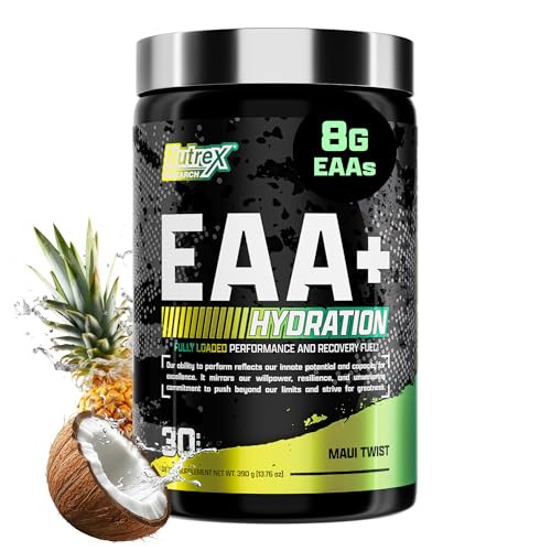 Nutrex Research EAA Hydration | EAAs + BCAAs Powder | Muscle Recovery, Strength, Muscle Building, Endurance | 8G Essential Amino Acids + Electrolytes