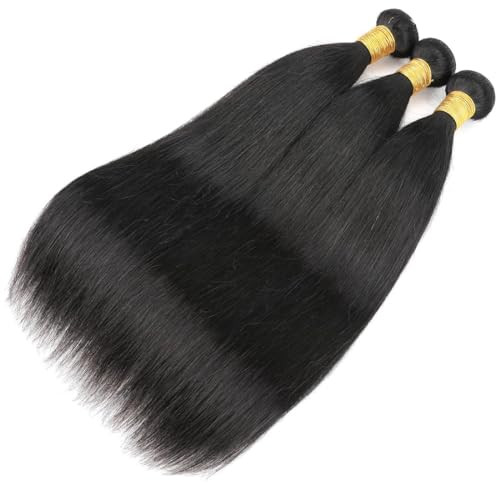 Human Hair Bundles Brazilian Straight 1 Bundle 16inch 10A 100% Unprocessed Virgin Raw Sew in Human Hair Weave Deals Natural Black for Woman
