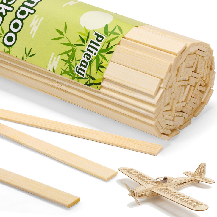 Pllieay 100 Pieces Bamboo Sticks for Craft, Wood Strips Wooden Extra Long Sticks for Crafting (15.75 Inches Length × 0.35 Inches Width)