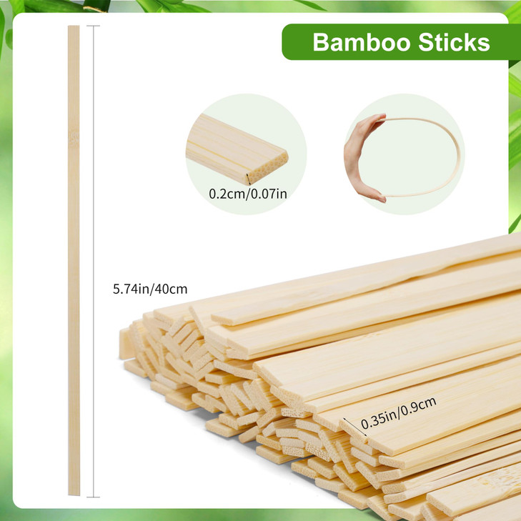 Pllieay 100 Pieces Bamboo Sticks for Craft, Wood Strips Wooden Extra Long Sticks for Crafting (15.75 Inches Length × 0.35 Inches Width)