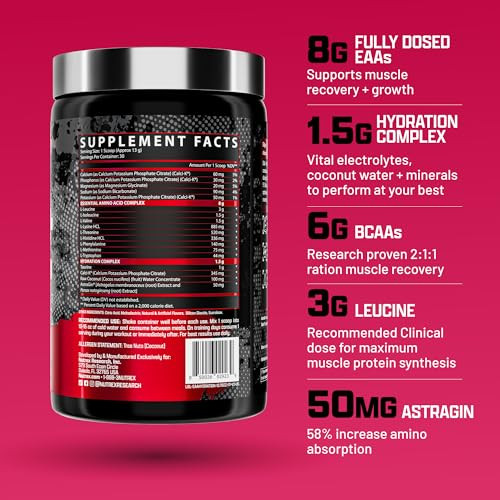 Nutrex Research EAA Hydration | EAAs + BCAA Powder | Muscle Recovery, Strength, Muscle Building, Endurance | 8G Essential Amino Acids + Electrolytes