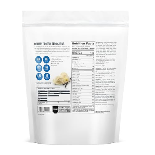 Isopure Zero Carb 100% Pure Whey Isolate Protein Powder, Lactose Free, Gluten Free, with Vitamins, Creamy Vanilla, 25g Protein Per Serving, 1 Lb, 15