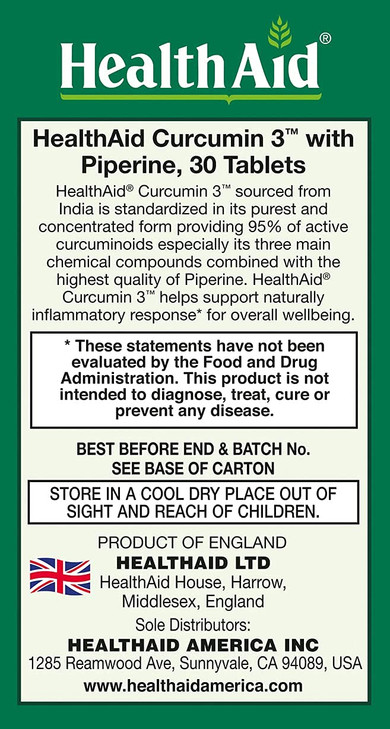 Curcumin Complex 600?mg, 30?Count | Turmeric Extract with Bioperine for Enhanced Absorption, 95% Curcuminoids | Vegan, Daily Joint & Immune Support S