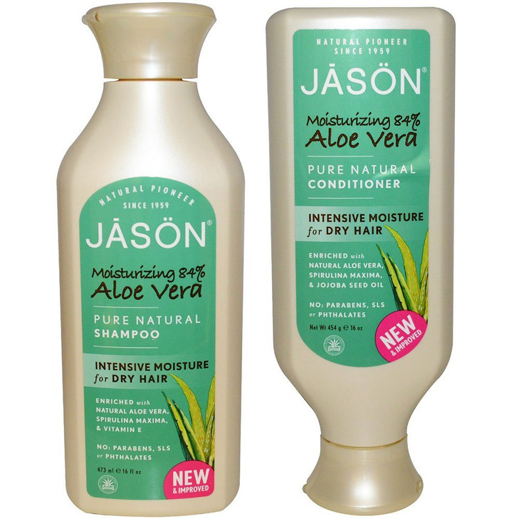 JASON All Natural Organic Aloe Vera Shampoo and Conditioner Bundle with Dry Hair Treatment Product, Calendula, Chamomile and Grapefruit, No Sulfates,