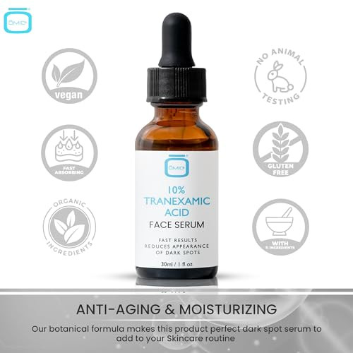 OMIC 10% Tranexamic Acid Serum for Face - 1 fl oz / 30ml - Skin Brightening Serum, For Brown Spots, Even Out Skin Tone - with Hyaluronic Acid, Glycer