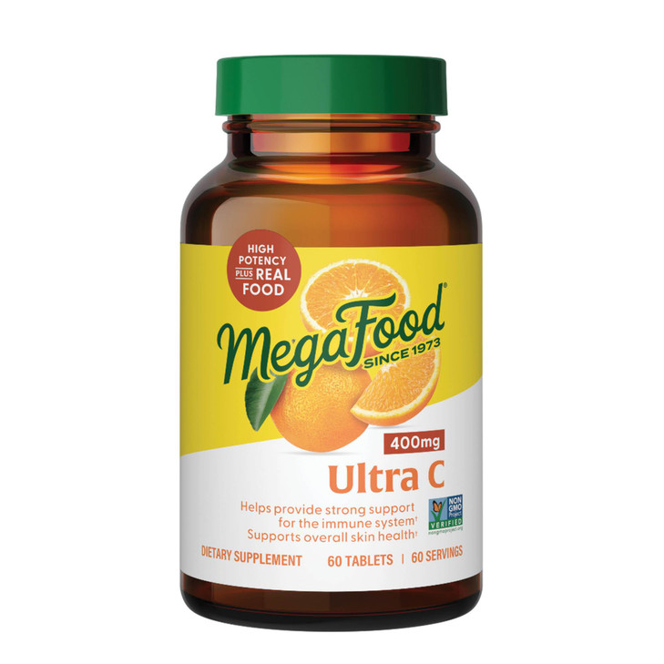 MegaFood Ultra C 400 mg - Vegan Vitamin C Immune Support Supplement, Vitamin C Supplement Made with Real Food Including Broccoli, Carrot, Cranberry &