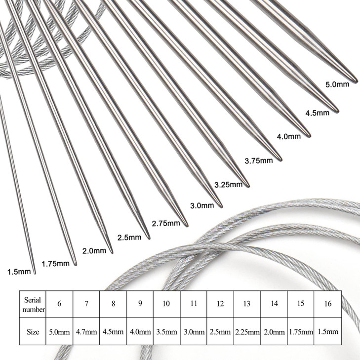 Aeelike Circular Knitting Needles Beginners Stainless Steel Knitting Needles Set, 11 Pieces Circle Knitting Needle 32-inch Long & Smooth Metal Round