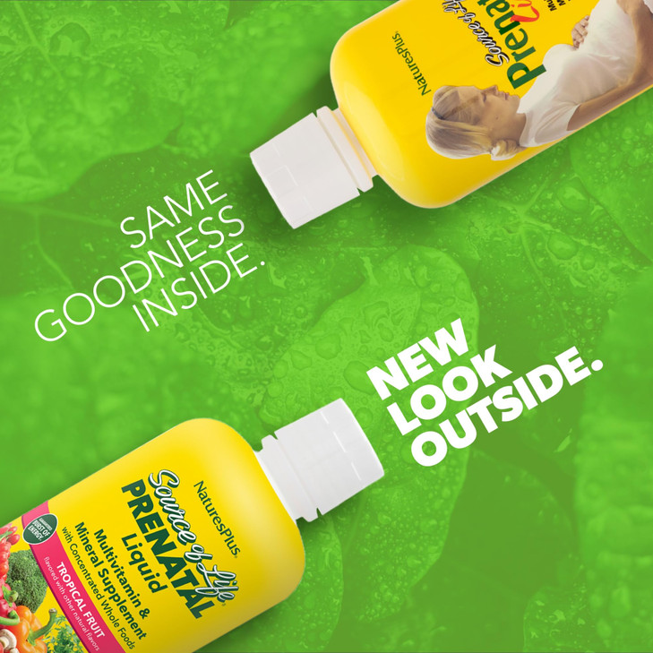 NaturesPlus Source of Life Prenatal Liquid - Tropical Fruit Flavor - 30 fl oz - Multivitamin & Mineral Supplement with Iron - Nutritional Support for