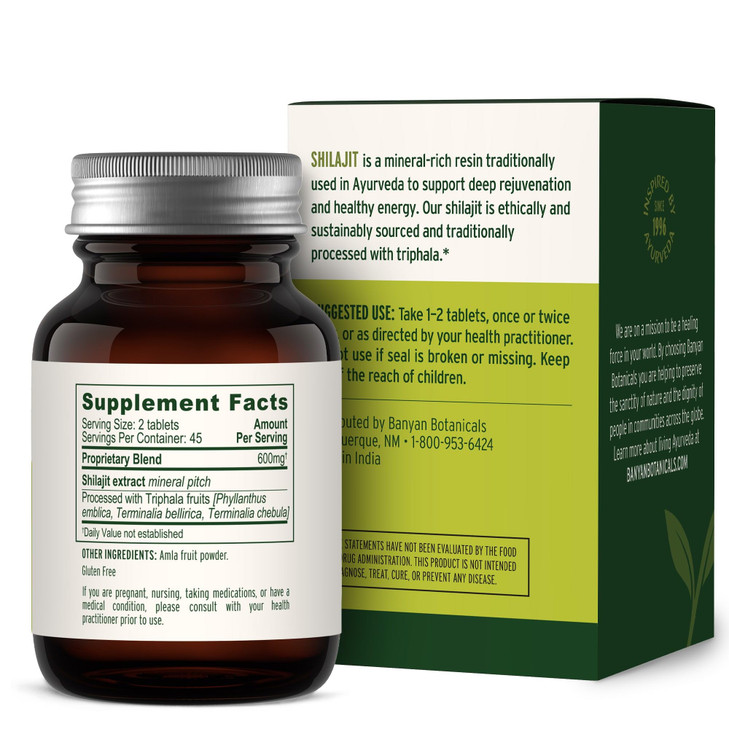 Banyan Botanicals Organic Shilajit  Pure Himalayan Mineral Pitch Supplement  Natural Source of Fulvic Acid & Trace Minerals for Energy, Detox & Hea