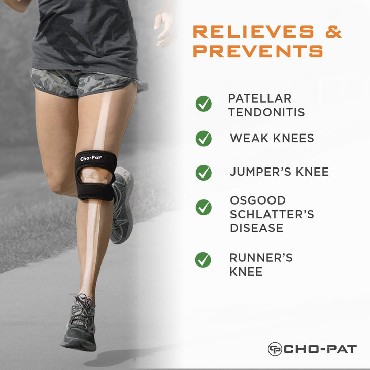 Cho-Pat Dual Action Double-Layer Adjustable Knee Strap, Full Mobility and Knee Pain Relief for Chondromalacia, Osgood Schlatters, Tendonitis, and Me