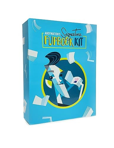 Andymation's Signature Flipbook Kit for Kids & Adults for Drawing Animation, Premium Pre-drilled Flip Book Paper, Removable Binding Screws, Custom Er